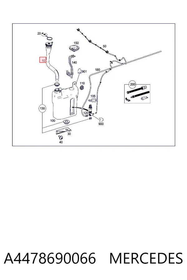 Gargalo do tanque de fluido para lavador A4478690066 Mercedes