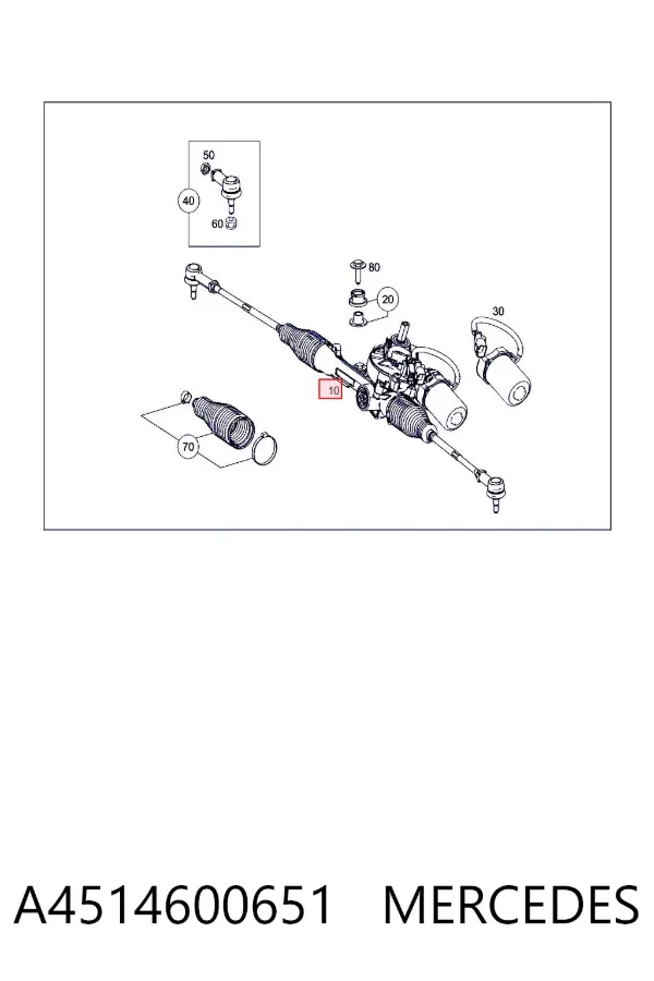 Cremalheira da direção A4514600651 Mercedes