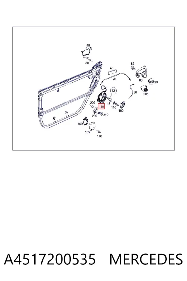 Fecho da porta dianteira esquerda Smart FORTWO 451