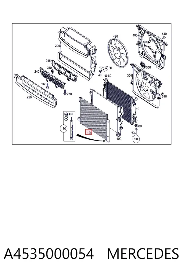 Radiador de aparelho de ar condicionado A4535000054 Mercedes