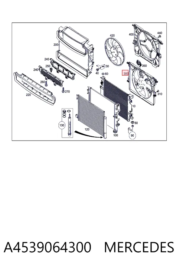 Ventilador elétrico de esfriamento montado (motor + roda de aletas) A4539064300 Mercedes