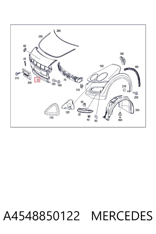Pára-choque dianteiro A4548850122 Mercedes