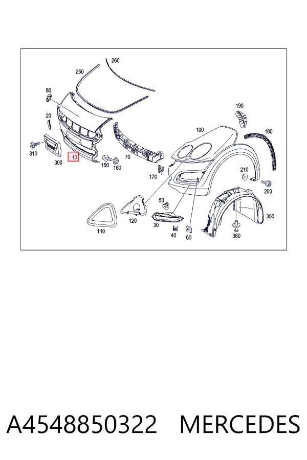 Pára-choque dianteiro A4548850322 Mercedes