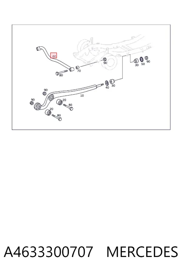 Barra transversal de suspensão dianteira A4633300707 Mercedes