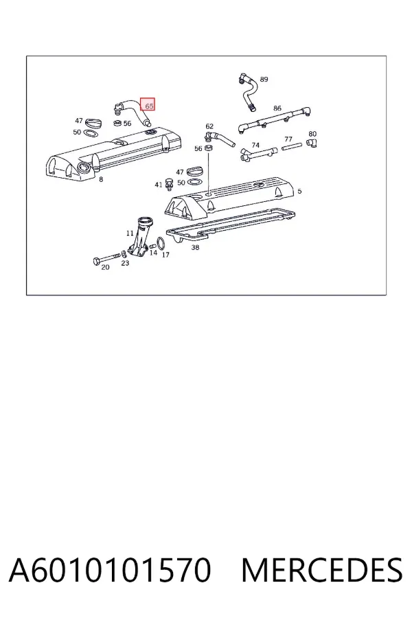 Cano derivado de ventilação de cárter (de separador de óleo) A6010101570 Mercedes
