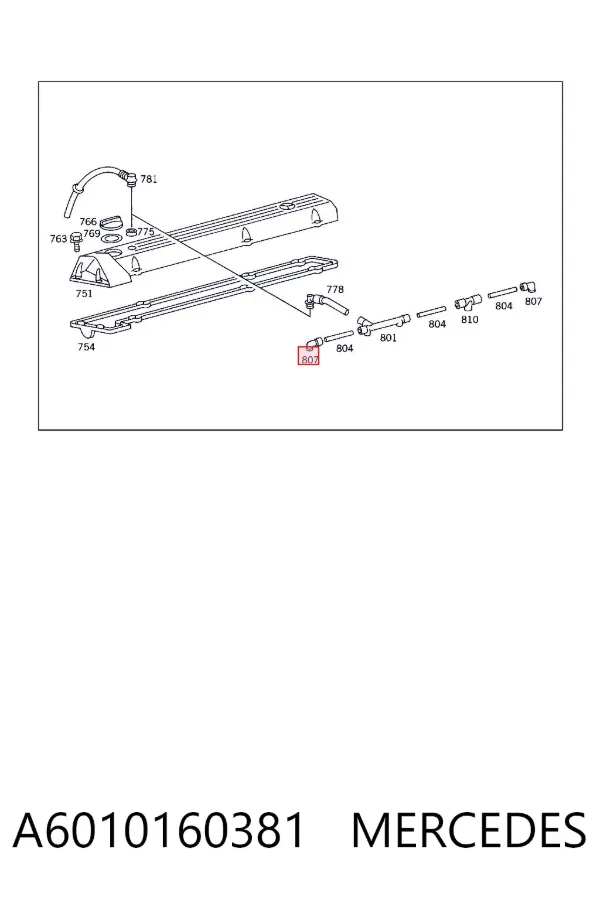 Cano derivado do sistema de recirculação dos gases de escape EGR A6010160381 Mercedes