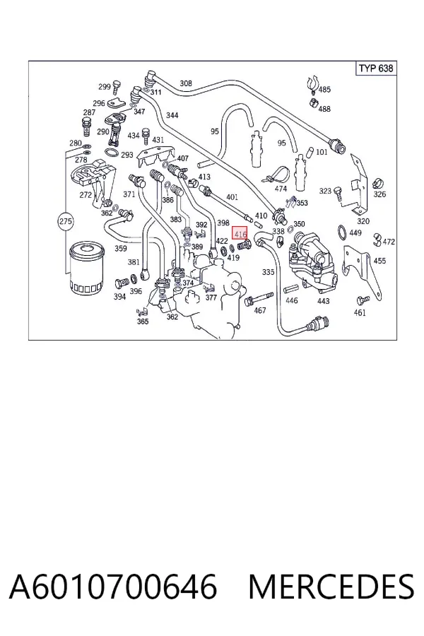 Válvula de derivação de combustível (parafuso banjo) A6010700646 Mercedes