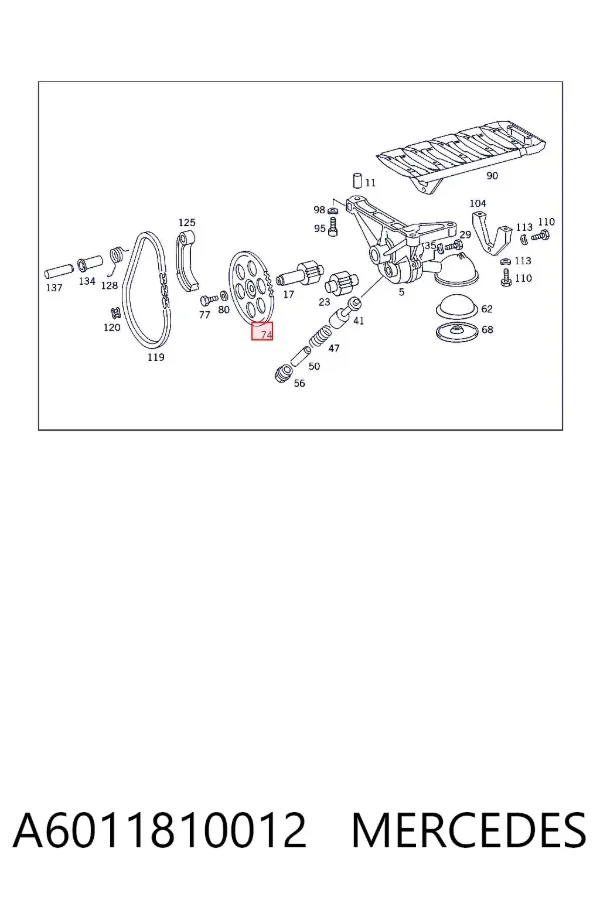 Roda dentada de bomba de óleo A6011810012 Mercedes