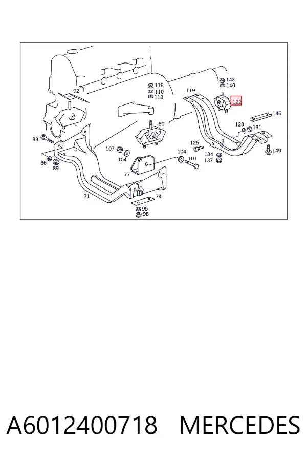 Coxim de transmissão (suporte da caixa de mudança) A6012400718 Mercedes
