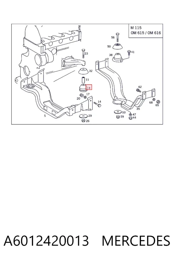 Coxim (suporte) dianteiro de motor A6012420013 Mercedes