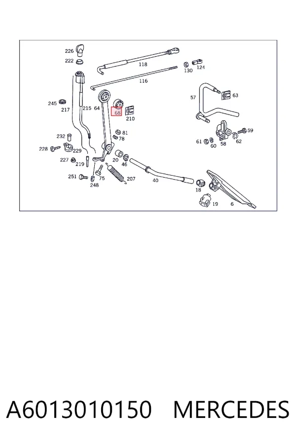 Bucha da avalanca de pedal de gás A6013010150 Mercedes