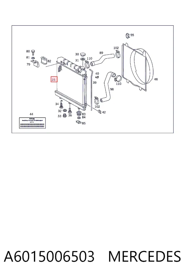 Radiador de esfriamento de motor A6015006503 Mercedes