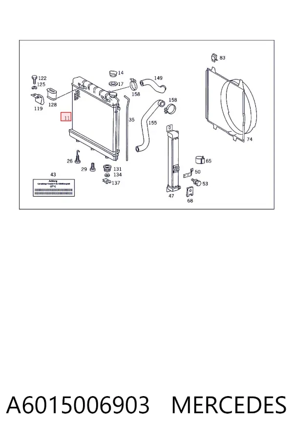 Radiador de esfriamento de motor A6015006903 Mercedes