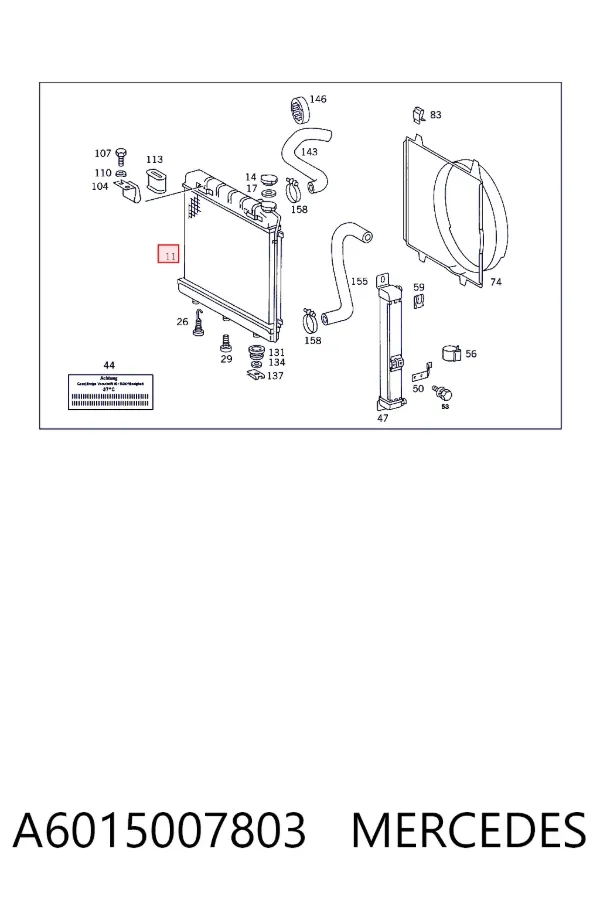 Radiador de esfriamento de motor A6015007803 Mercedes