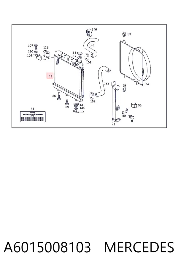 Radiador de esfriamento de motor A6015008103 Mercedes