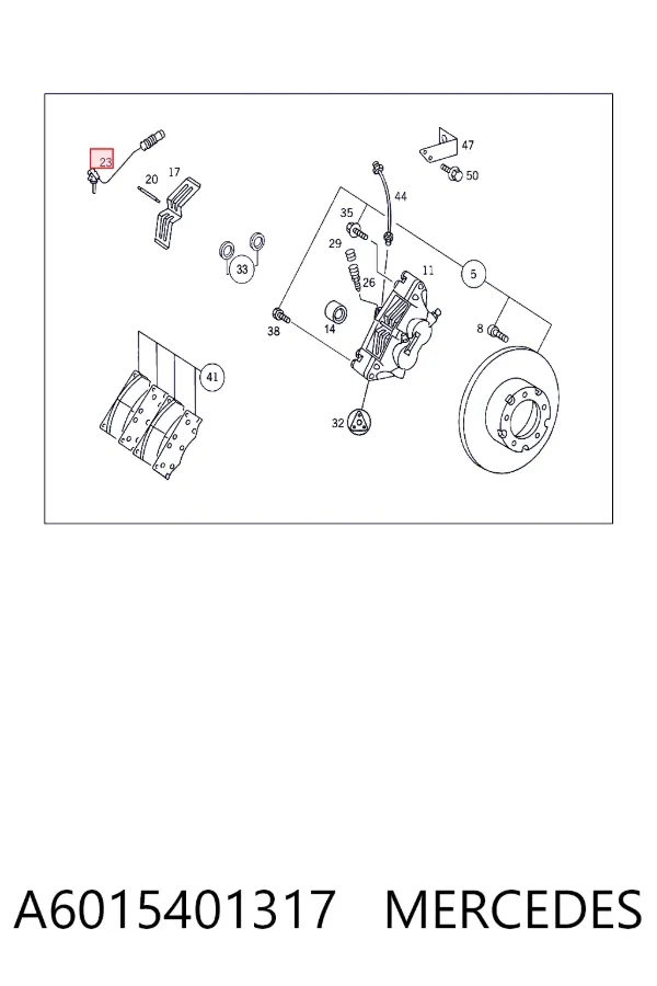 Sensor dianteiro de desgaste das sapatas do freio A6015401317 Mercedes