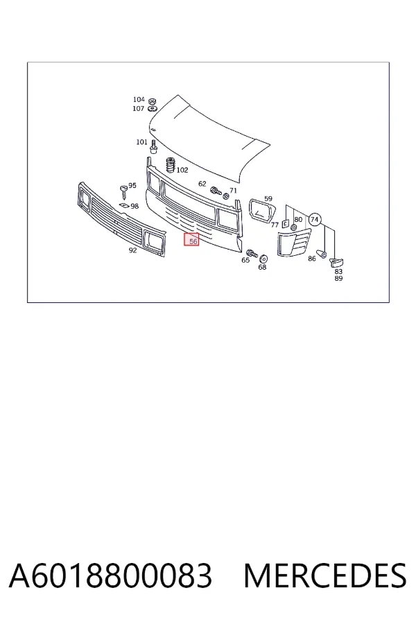 Suporte do radiador montado (painel de montagem de fixação das luzes) A6018800083 Mercedes