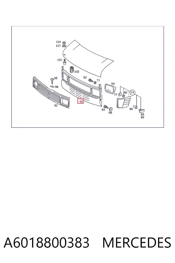 Suporte do radiador montado (painel de montagem de fixação das luzes) A6018800383 Mercedes