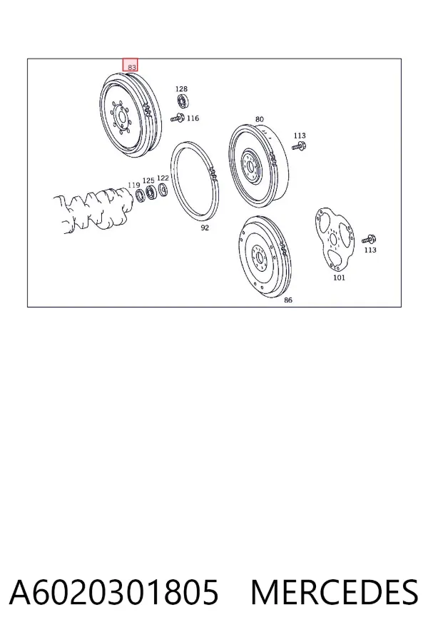 Volante de motor A6020301805 Mercedes