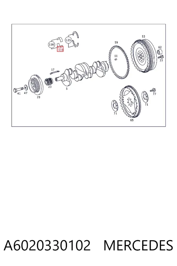 Folhas inseridas principais de cambota, kit, padrão (STD) A6020330102 Mercedes
