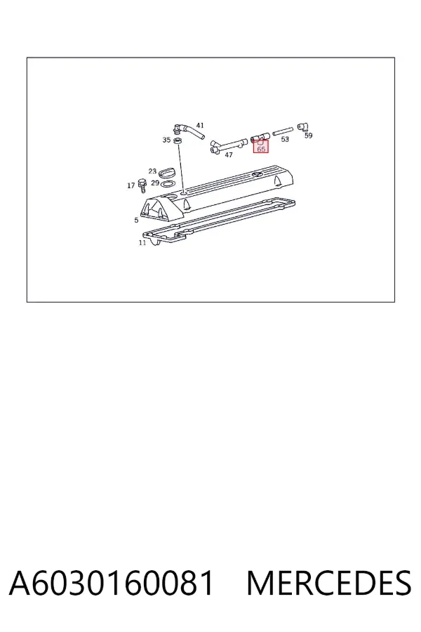 Cano derivado de ventilação de cárter (de separador de óleo) A6030160081 Mercedes
