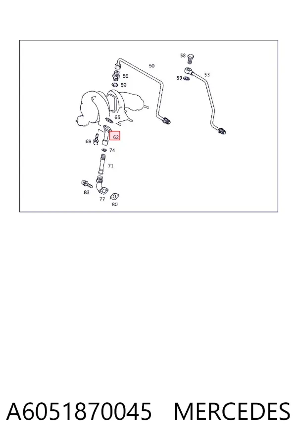 Tubo (mangueira) de derivação de óleo de turbina A6051870045 Mercedes