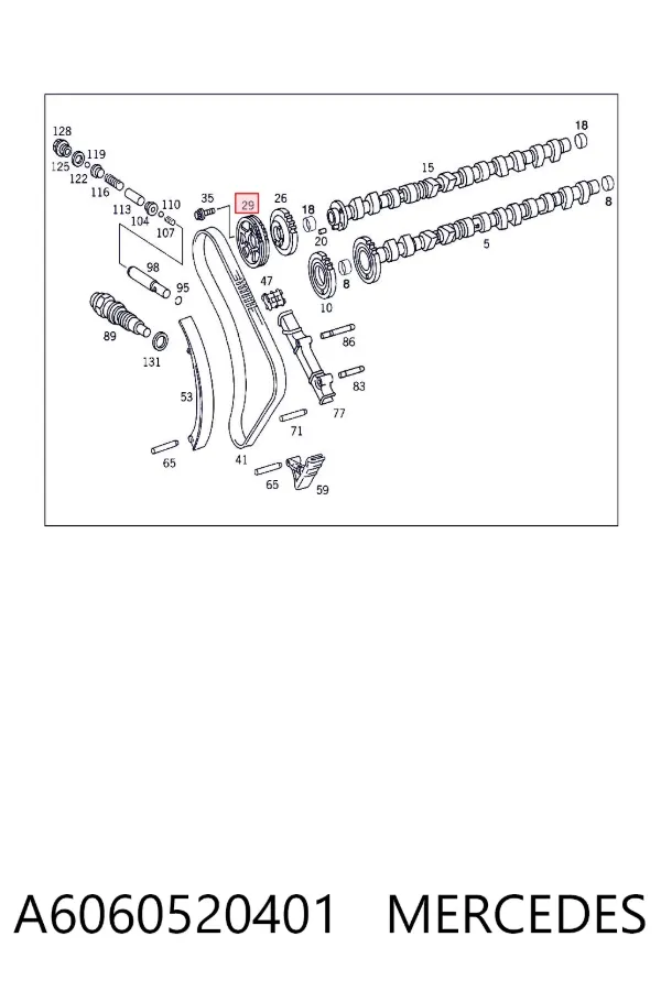Engrenagem de cadeia de roda dentada da árvore distribuidora de escape de motor A6060520401 Mercedes