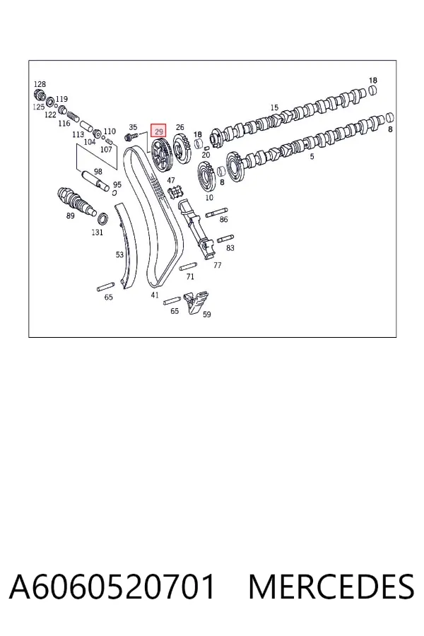 Engrenagem de cadeia de roda dentada da árvore distribuidora de escape de motor A6060520701 Mercedes