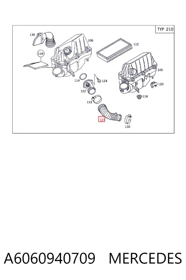 Cano derivado de ar do medidor de consumo do ar A6060940709 Mercedes