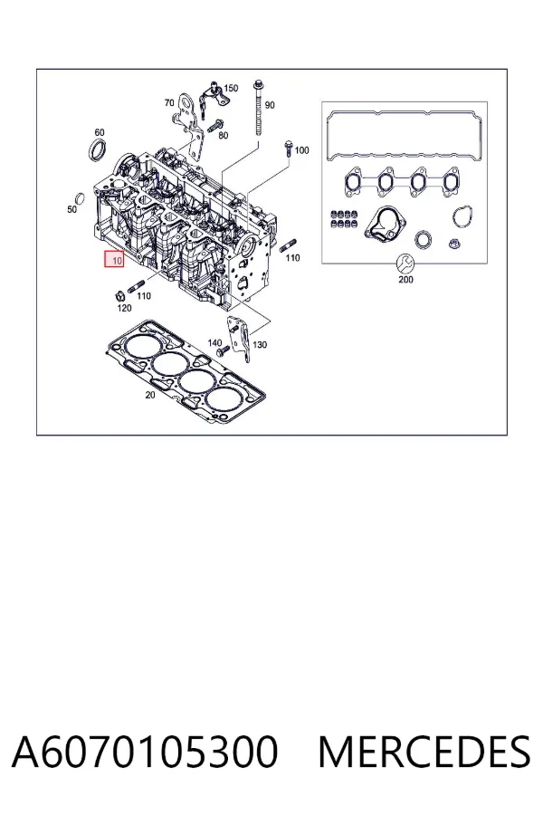 Cabeça de motor (CBC) A6070105300 Mercedes