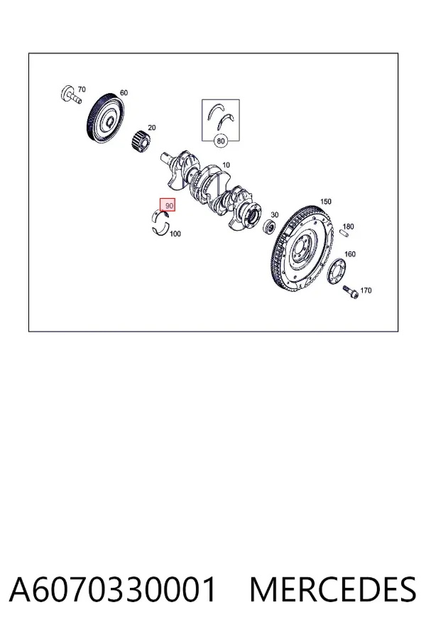 Folhas inseridas principais de cambota, kit, padrão (STD) A6070330001 Mercedes