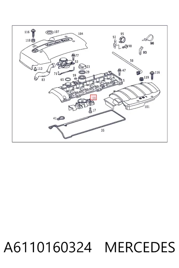 Tampa de motor decorativa A6110160324 Mercedes