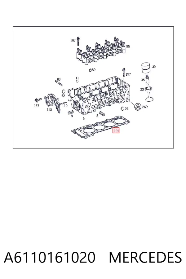 Vedante de cabeça de motor (CBC) A6110161020 Mercedes