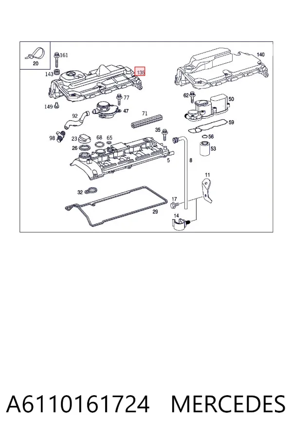 Tampa de motor decorativa A6110161724 Mercedes