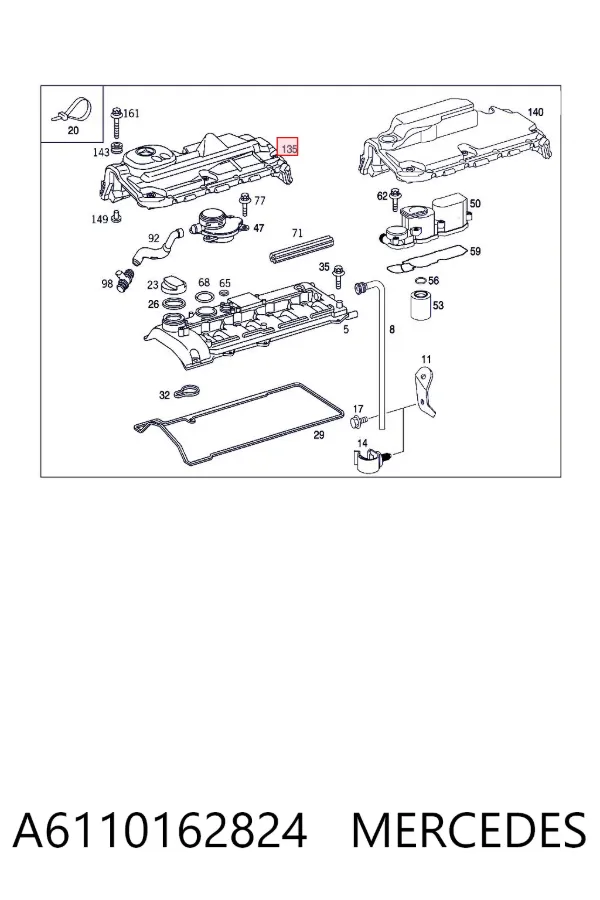 Tampa de motor decorativa A6110162824 Mercedes