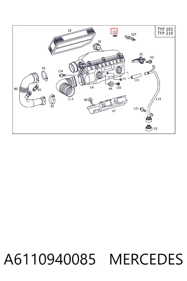 Coxim de caixa de filtro de ar A6110940085 Mercedes