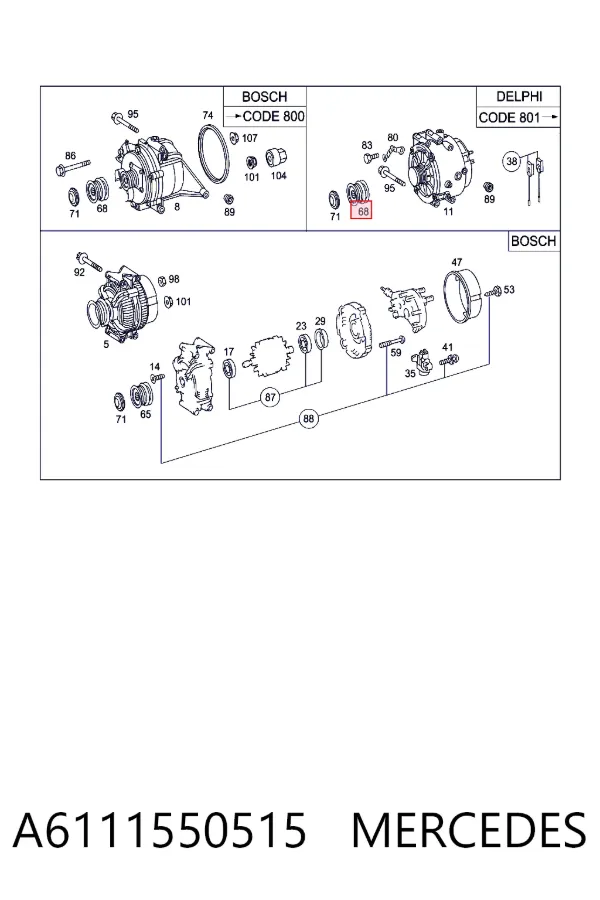 Polia do gerador A6111550515 Mercedes