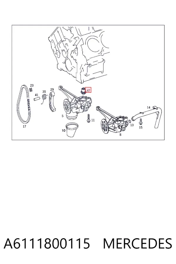 Válvula de regulação de pressão de óleo A6111800115 Mercedes