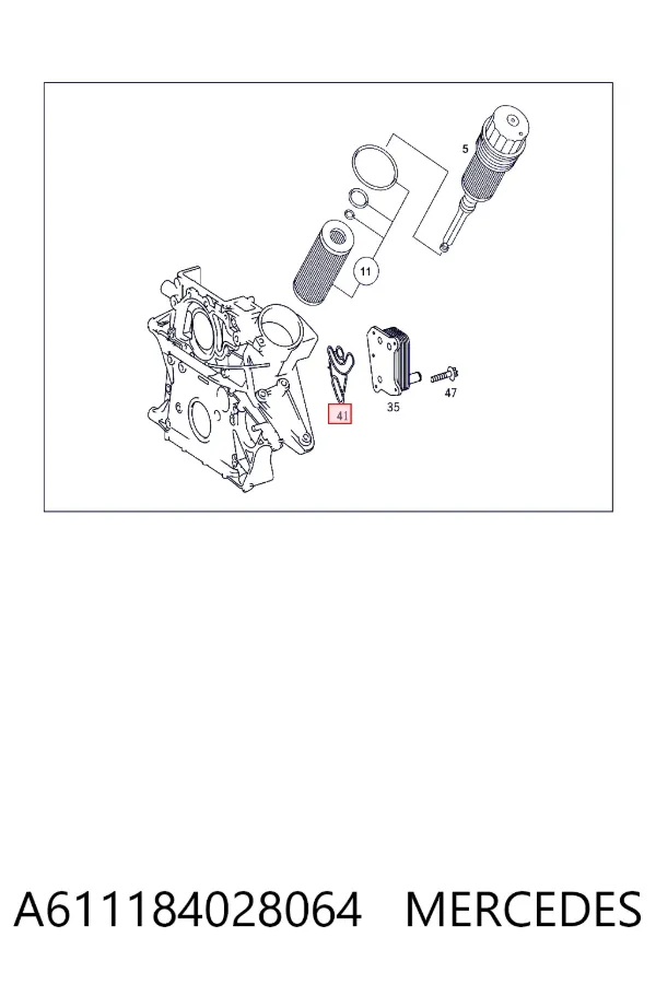 Vedante do radiador de óleo A611184028064 Mercedes