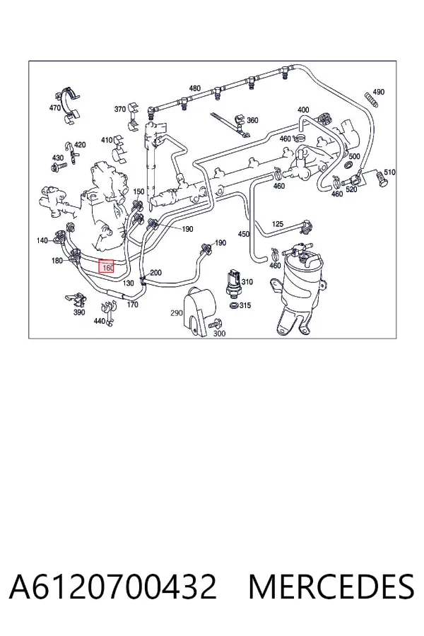 Tubo de combustível, kit A6120700432 Mercedes