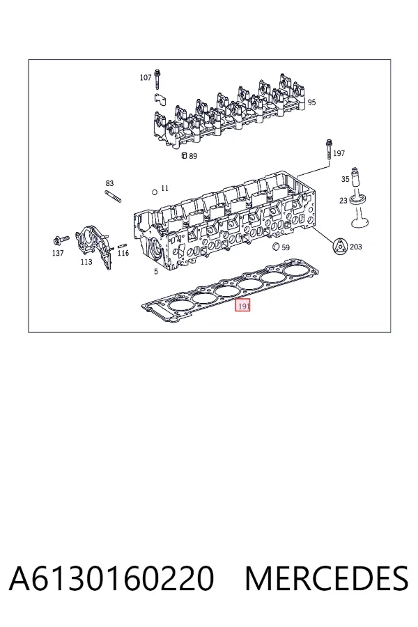 Vedante de cabeça de motor (CBC) A6130160220 Mercedes