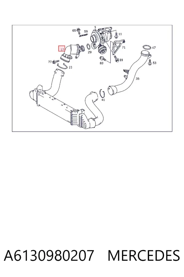 Cano derivado de ar, saída de turbina (supercompressão) A6130980207 Mercedes