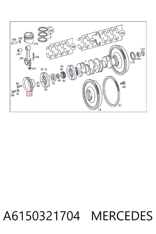 Polia de cambota A6150321704 Mercedes