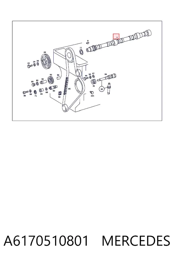 Árvore distribuidora de motor A6170510801 Mercedes