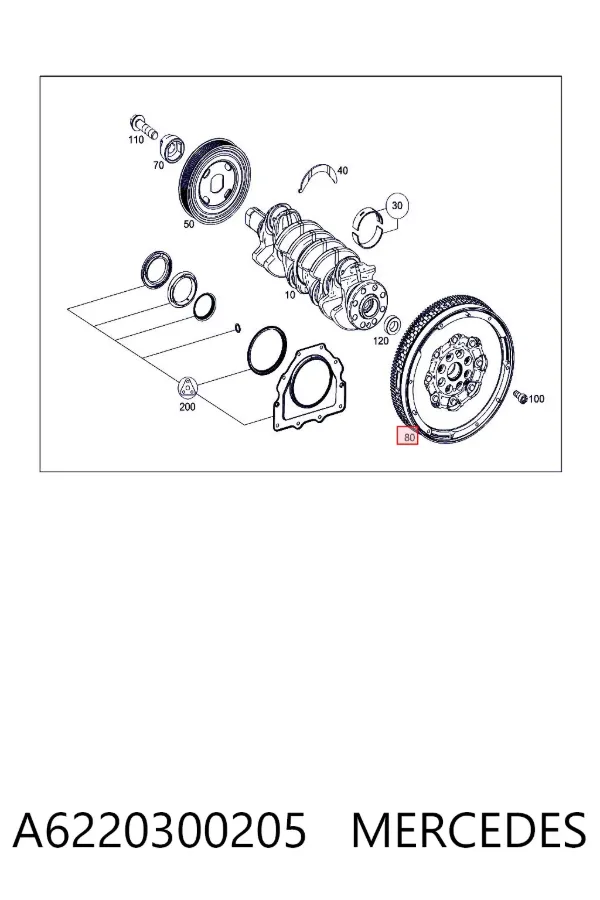 Volante de motor A6220300205 Mercedes