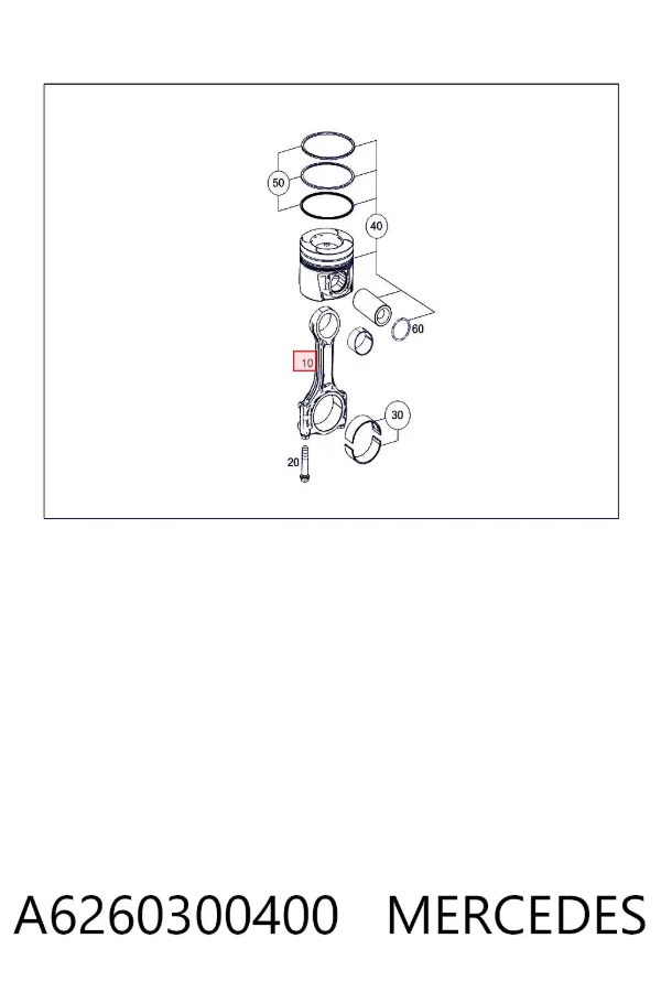 Biela de pistão de motor A6260300400 Mercedes