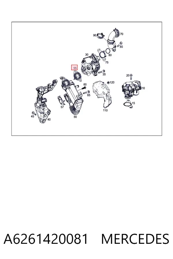 Vedante de válvula EGR de recirculação A6261420081 Mercedes