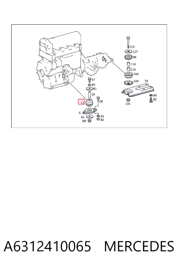 Coxim (suporte) esquerdo/direito de motor A6312410065 Mercedes