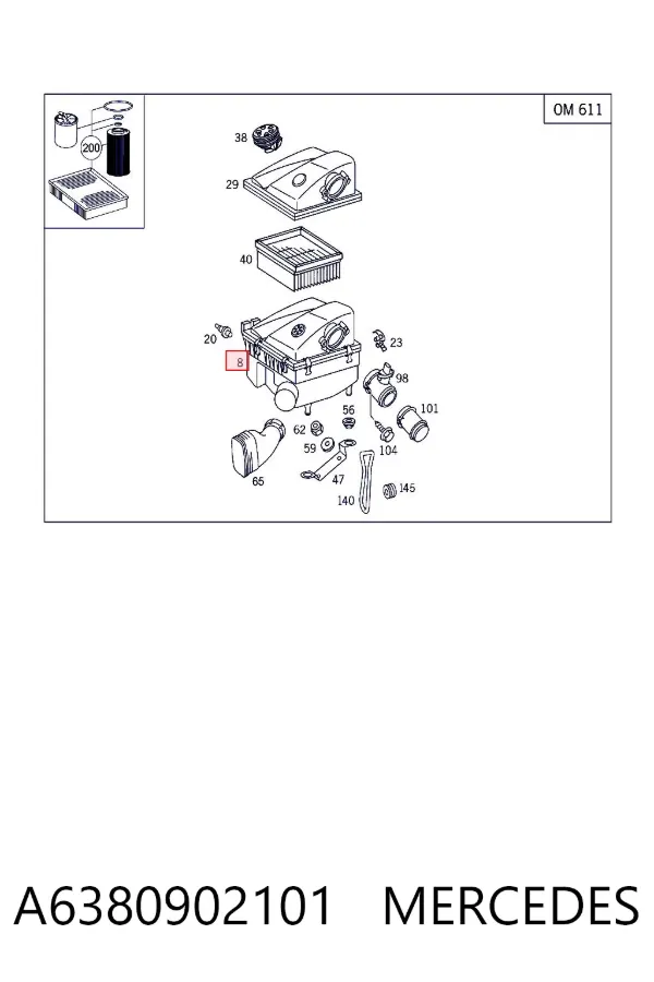 Caixa de filtro de ar A6380902101 Mercedes