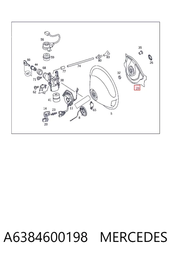 Cinto de segurança (AIRBAG) de condutor A6384600198 Mercedes